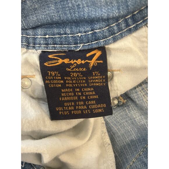 Seven7 Luxe Jeans Womens 16 Blue Bootcut Mid Rise Embroidered Pockets Denim - Picture 4 of 8